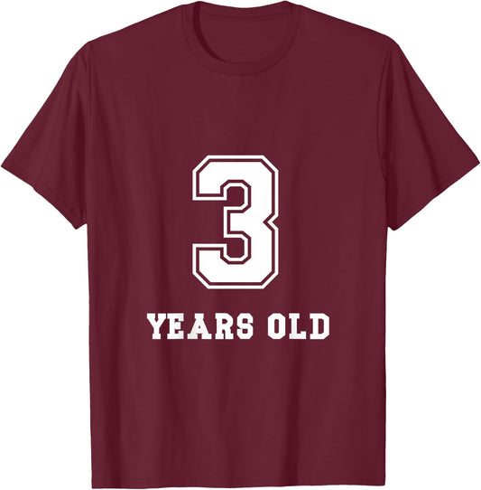 Kids 3 Years Old Birthday Three Soccer Baseball Sport Boys Kids T-Shirt - T-Shirt | Maroon