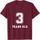 Kids 3 Years Old Birthday Three Soccer Baseball Sport Boys Kids T-Shirt - T-Shirt | Maroon
