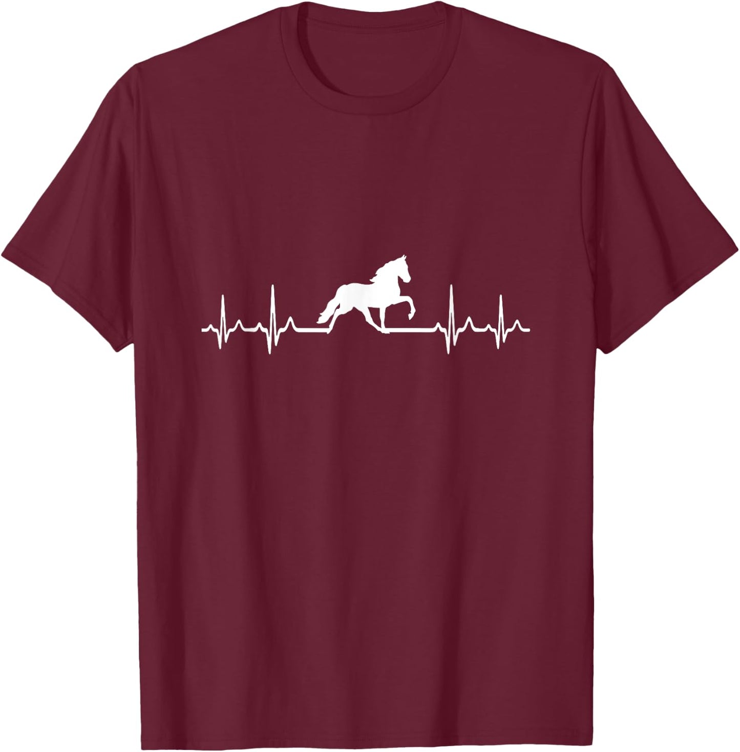 Heartbeat Horse - ECG Pulse Tennessee Walker T-Shirt - T-Shirt | Maroon