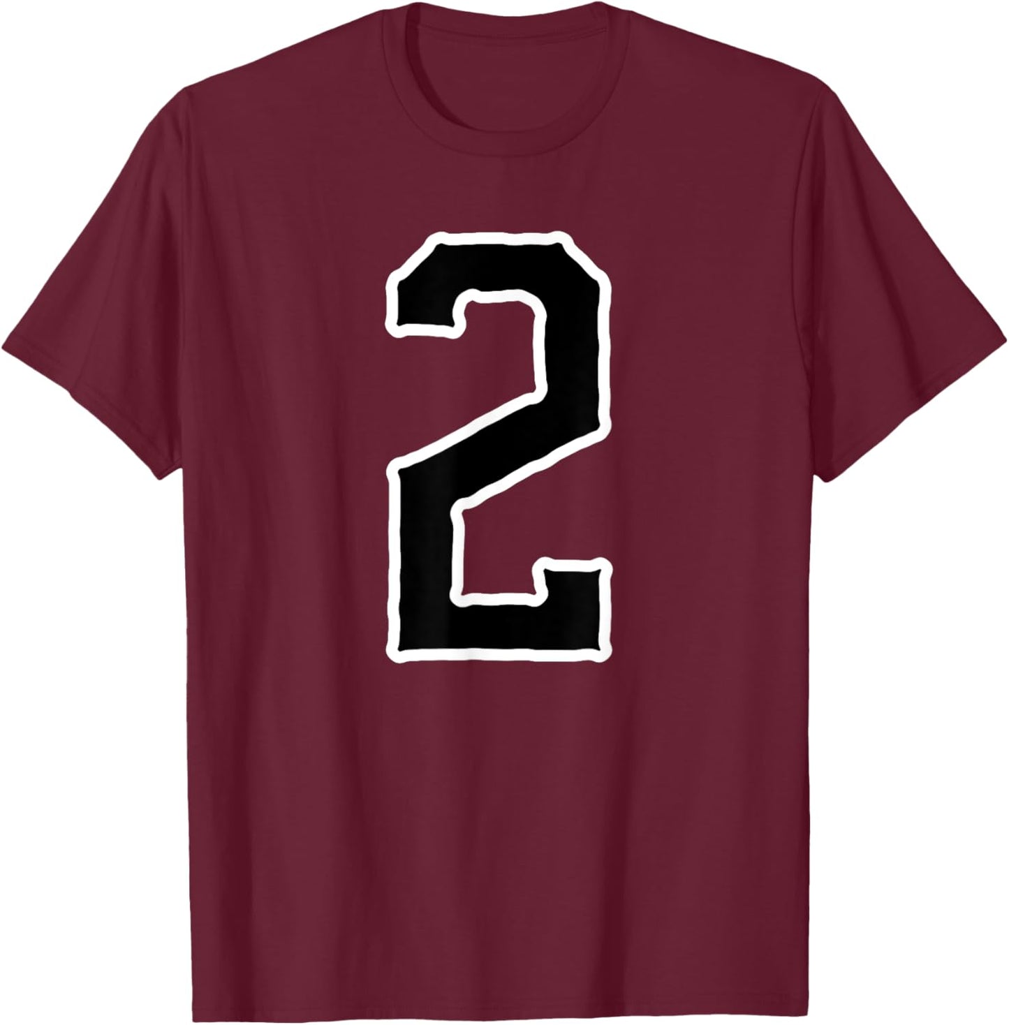 Number #2 White Black Sport Number 2 T-Shirt - T-Shirt | Maroon