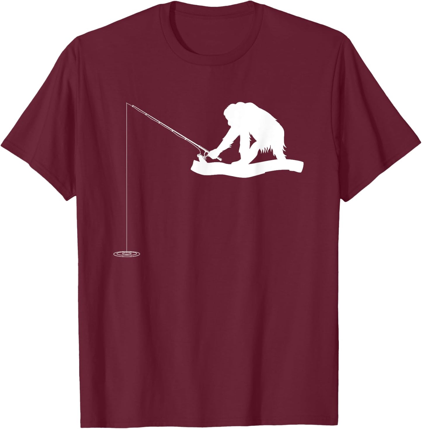 Fishing Monkey Orangutan Monkey Fishing Monkey T-Shirt - T-Shirt | Maroon