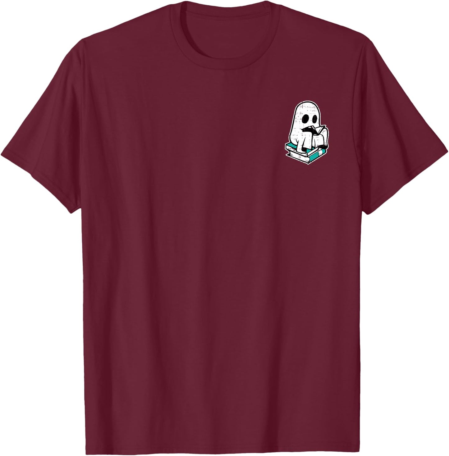 Ghost Reading Books Halloween Costume Teacher Librarian Men Women Kids T-Shirt - T-Shirt | Maroon