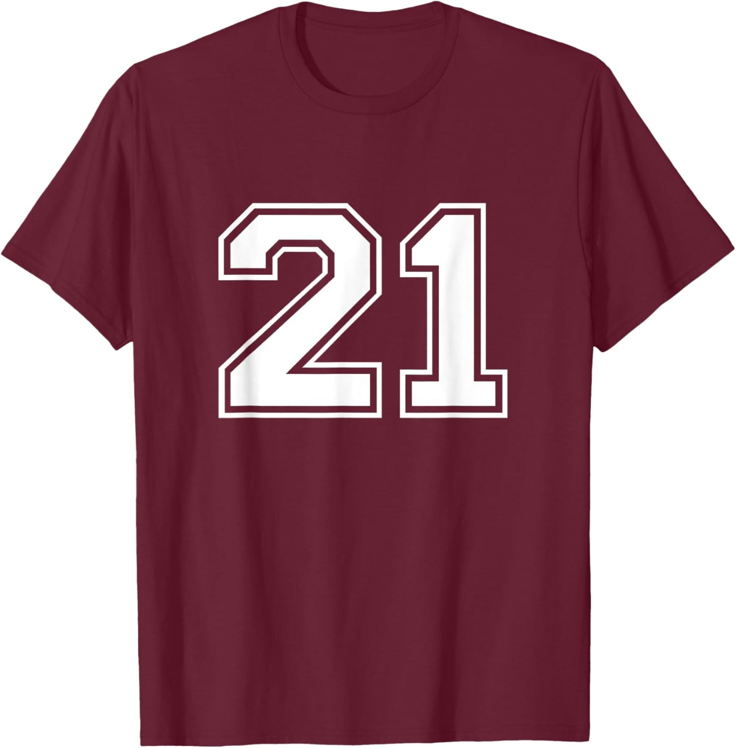 21 Sports Number Fan Best Player Numbers Game Winner Lucky T-Shirt - T-Shirt | Maroon
