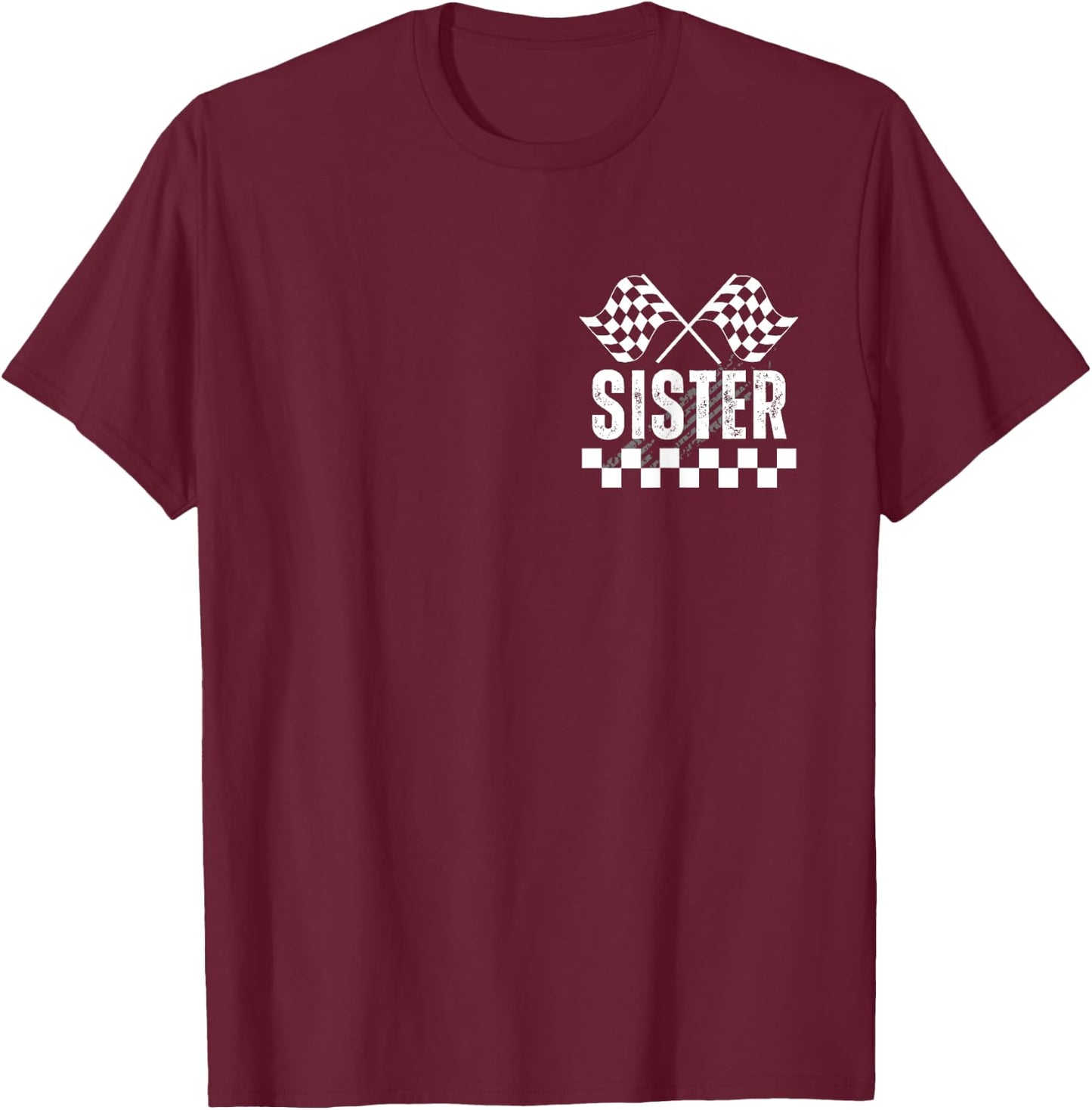 Racing Birthday Party Car Pit Crew Sister Family Matching T-Shirt - T-Shirt | Maroon