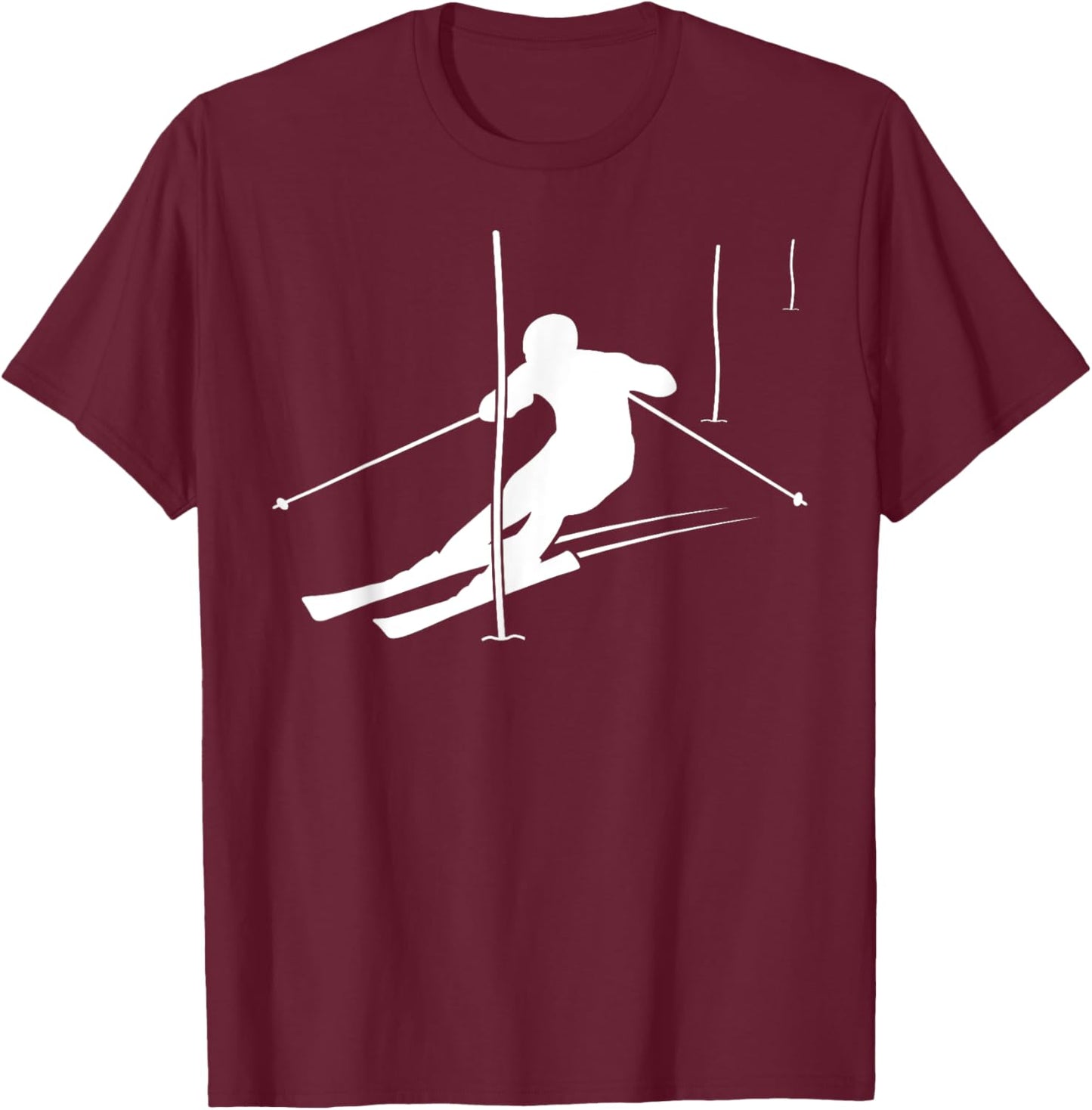 Alpine ski racing, racing runner, ski slope, slalom course skier T-Shirt - T-Shirt | Maroon