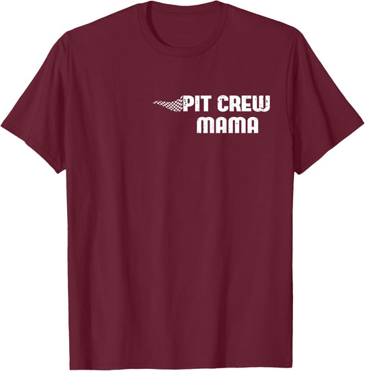 Pit Crew Mama Racing Car Family Matching Birthday Party T-Shirt - T-Shirt | Maroon