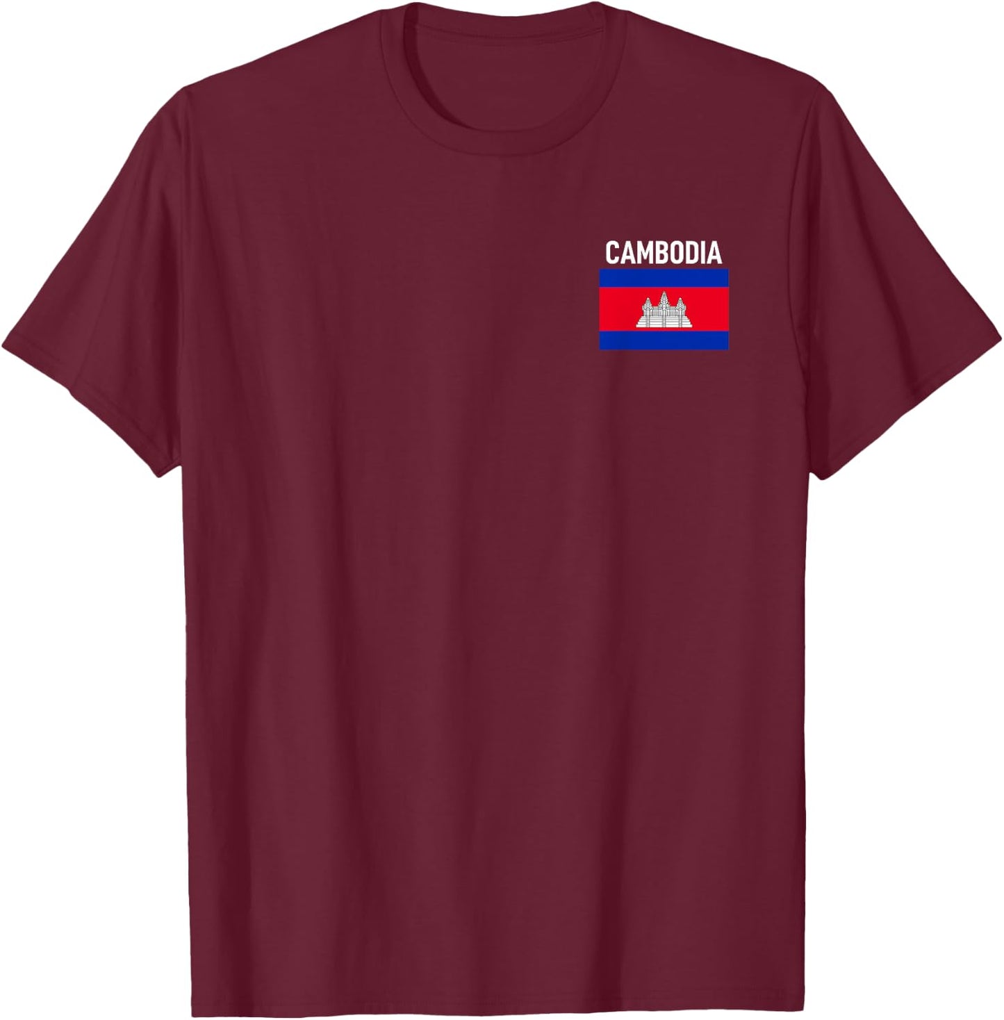 Cambodia Flag Pocket Cambodian Family Roots Men Women Kids T-Shirt - T-Shirt | Maroon
