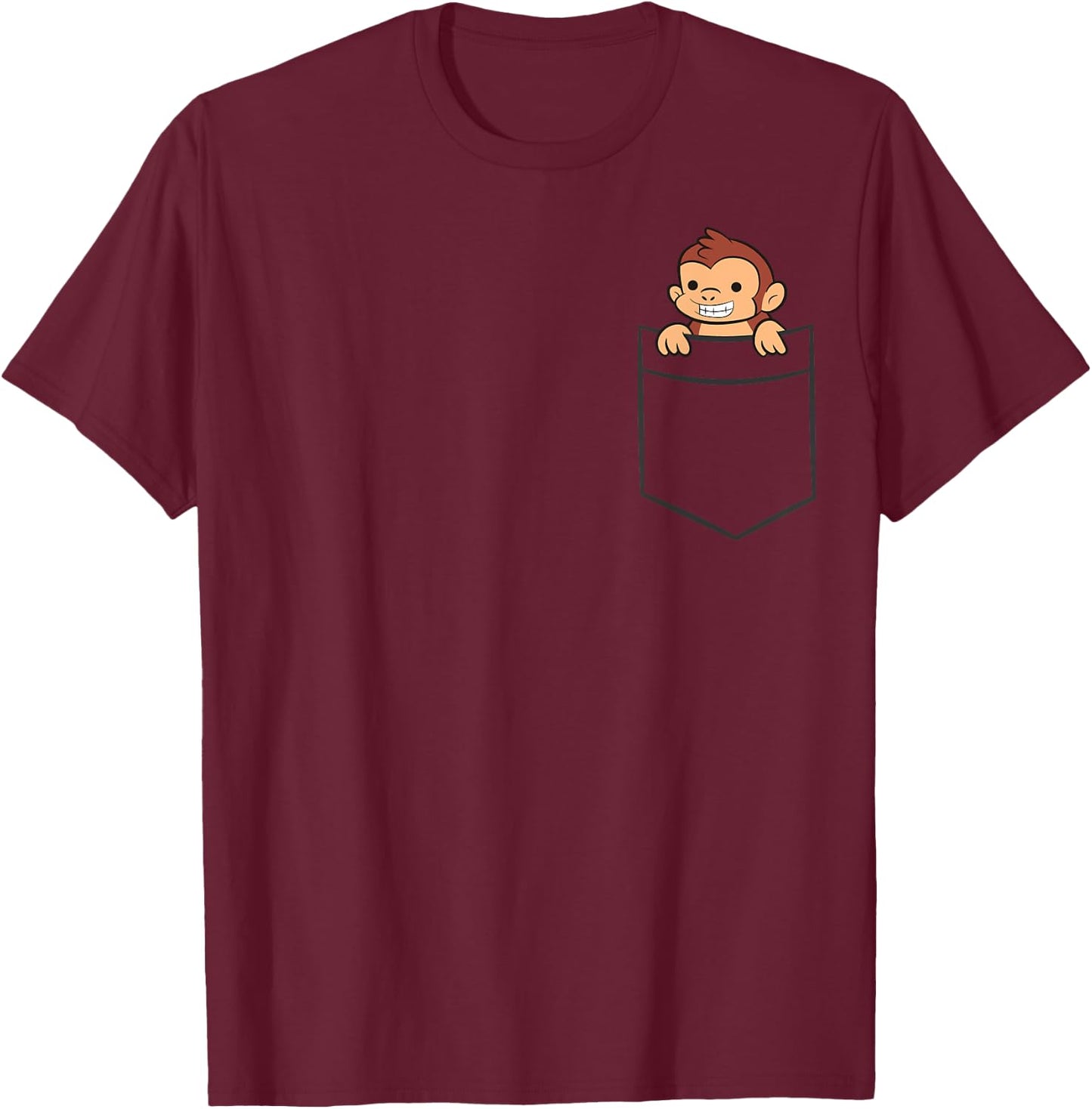 Monkey In A Pocket Cute Ape Monkey T-Shirt - T-Shirt | Maroon
