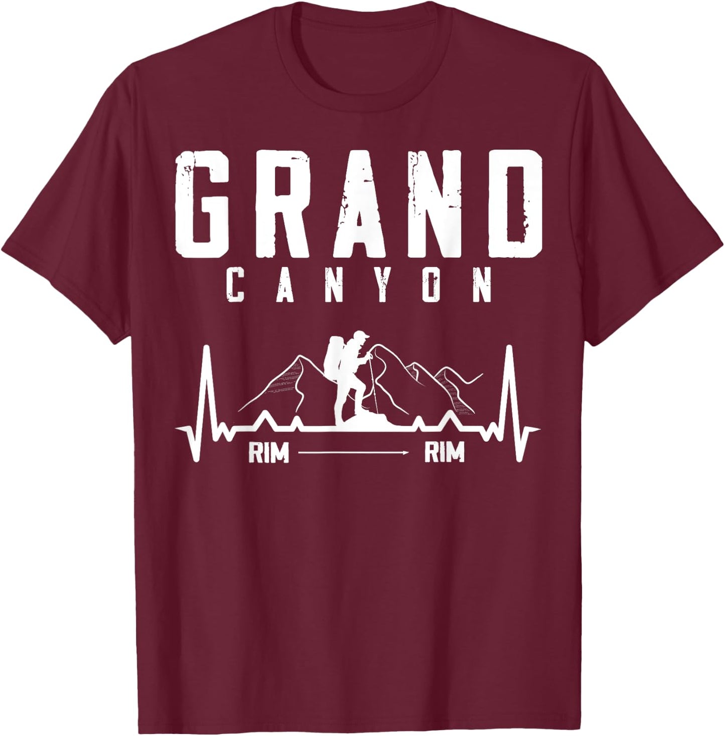 Grand Canyon National Park - Rim - Rim - Retro Hiking T-Shirt - T-Shirt | Maroon