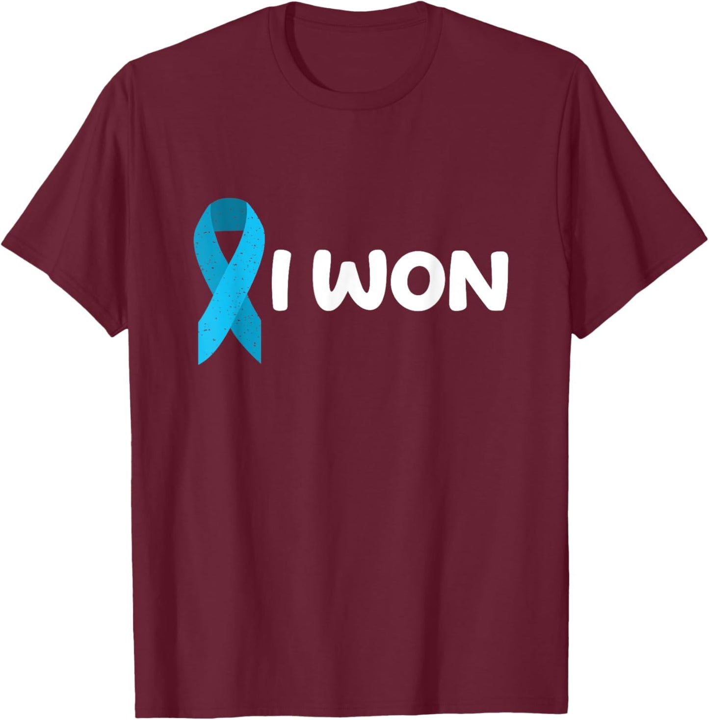 I Won! Colon Cancer survivor. Blue color ribbon T-Shirt - T-Shirt | Maroon