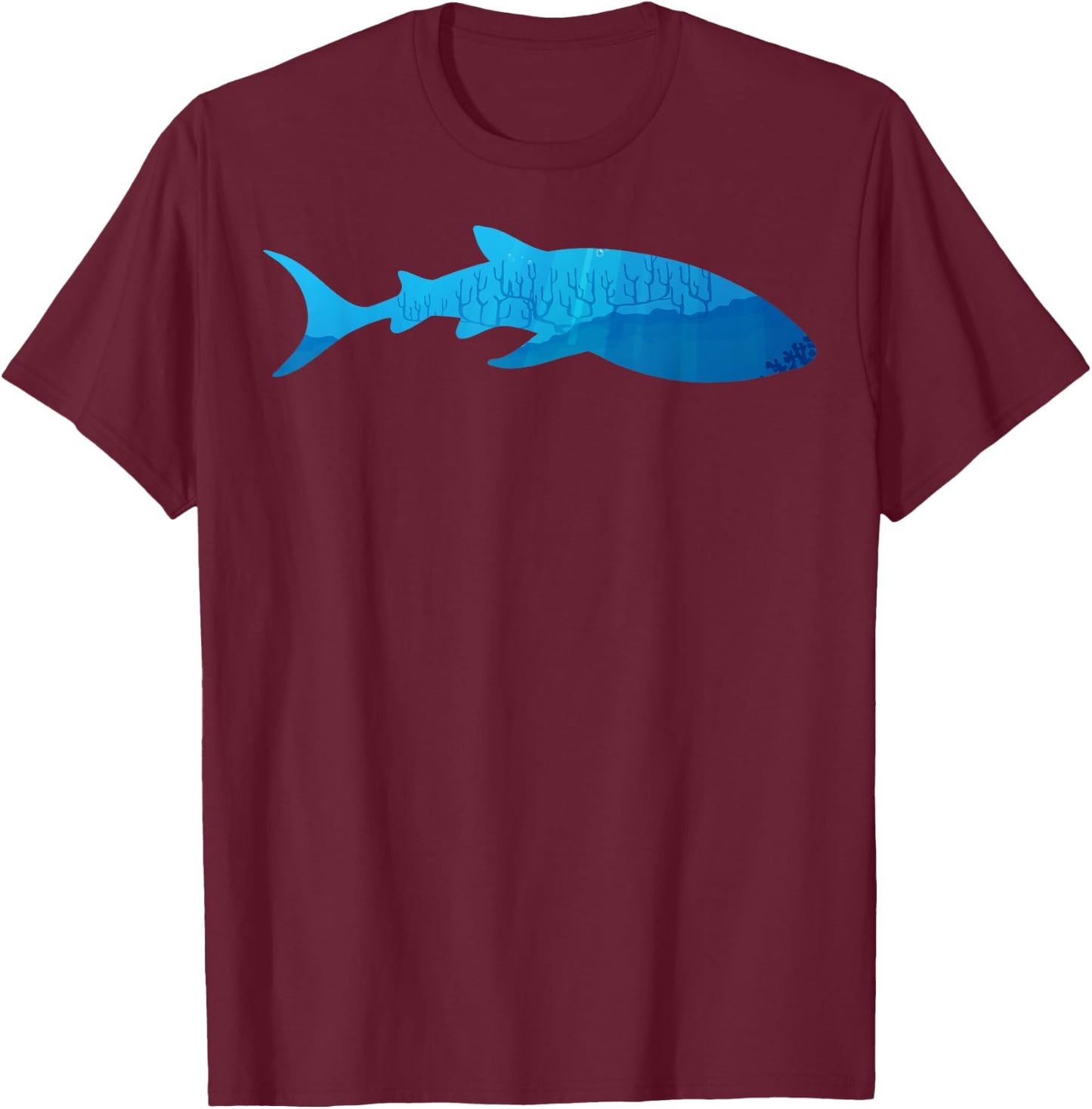 Animal Lover in the Nature with Silhouette of Whale Shark T-Shirt - T-Shirt | Maroon