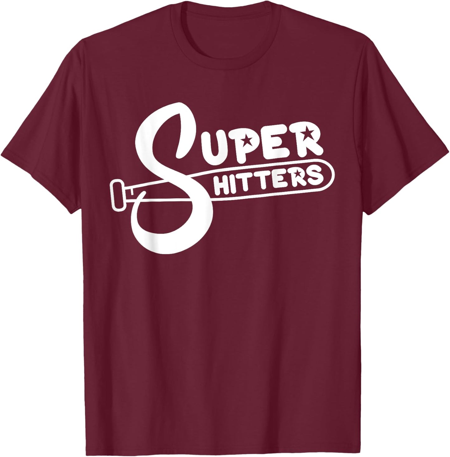 Super Shitters Funny Sports Humor Ironic Baseball Vintage T-Shirt - T-Shirt | Maroon