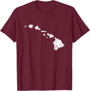 Hawaii Vintage Style Hawaiian Island Chain T-Shirt - T-Shirt | Maroon