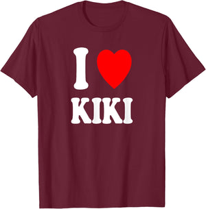 I Heart (Love) Kiki Cute Matching Couple Spouse T-Shirt - T-Shirt | Maroon