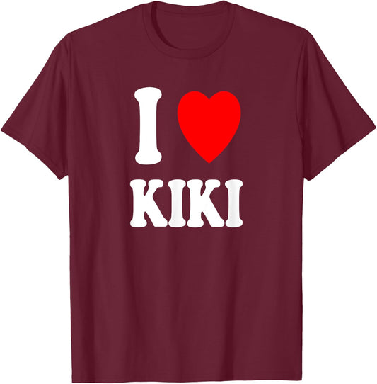 I Heart (Love) Kiki Cute Matching Couple Spouse T-Shirt - T-Shirt | Maroon