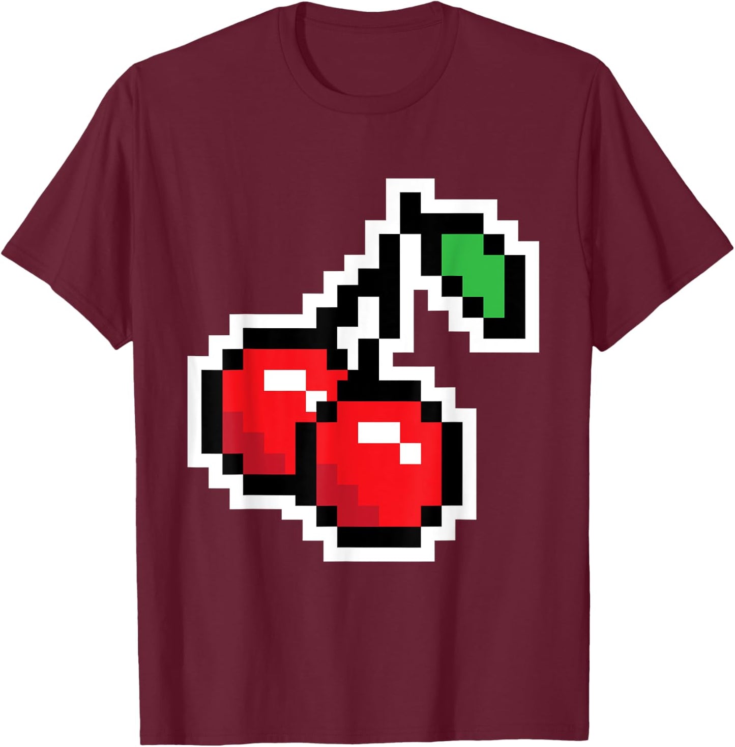 Pixel Cherries 80s Video Game Halloween Costume Easy Group T-Shirt - T-Shirt | Maroon