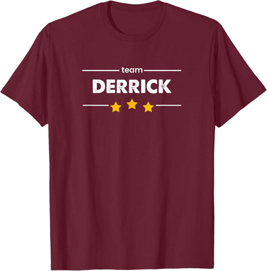 DERRICK Family Surname | TEAM DERRICK | Last Name T-Shirt - T-Shirt | Maroon