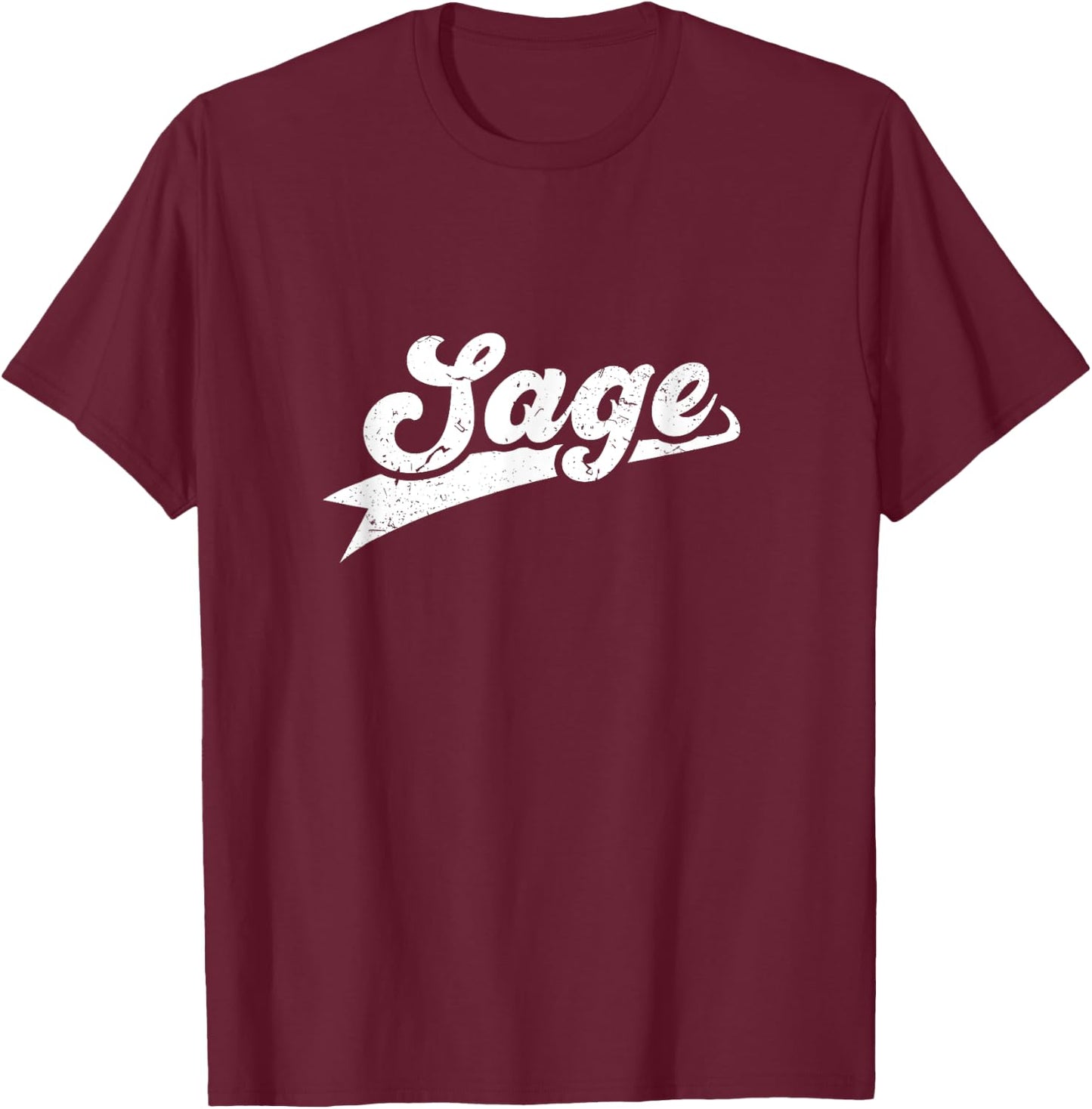 Classic 70s Retro Name Sage T-Shirt - T-Shirt | Maroon