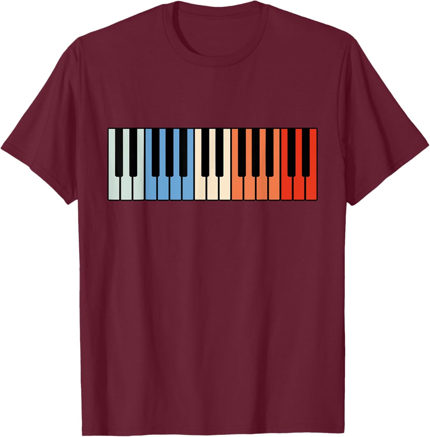 Vintage Piano Funny Pianist Music Keyboard Musician Outfit T-Shirt - T-Shirt | Maroon