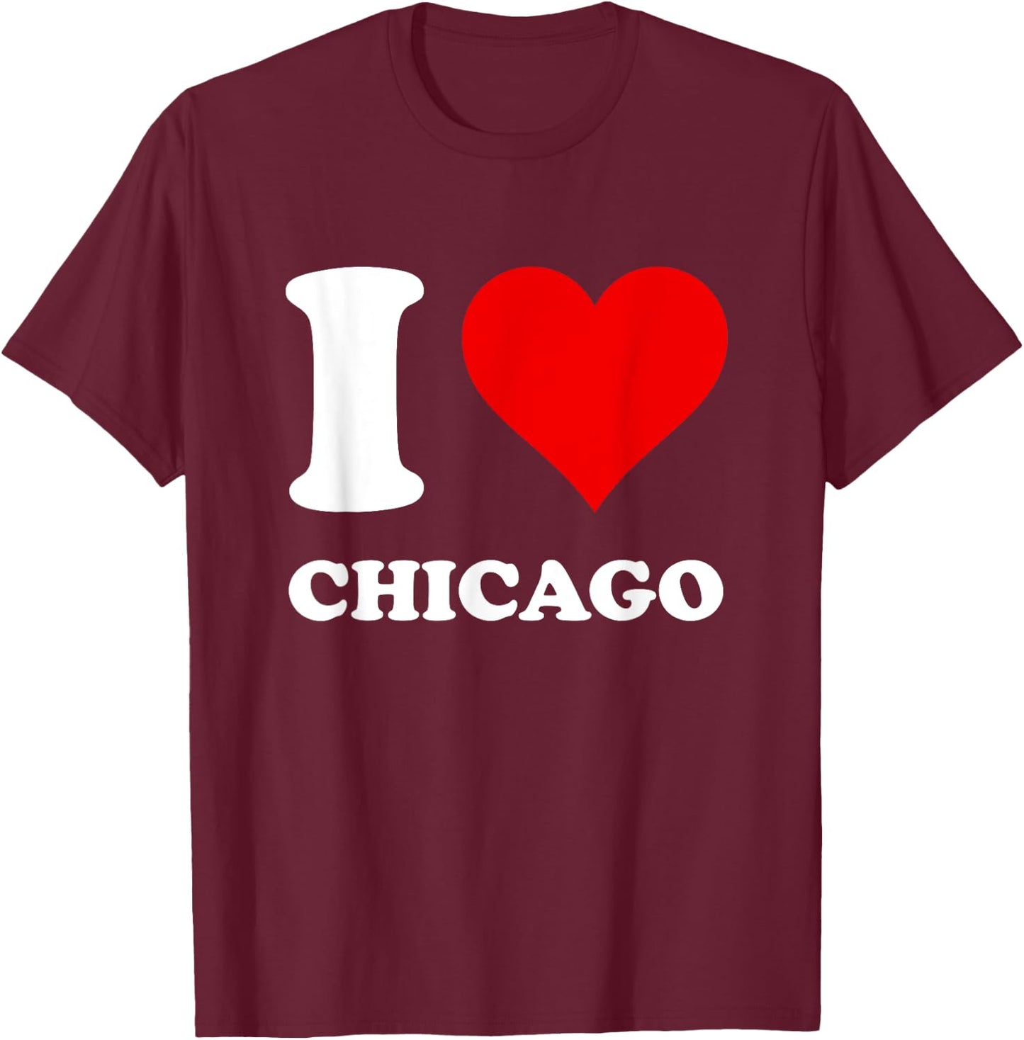 Red Heart I Love Chicago T-Shirt - T-Shirt | Maroon