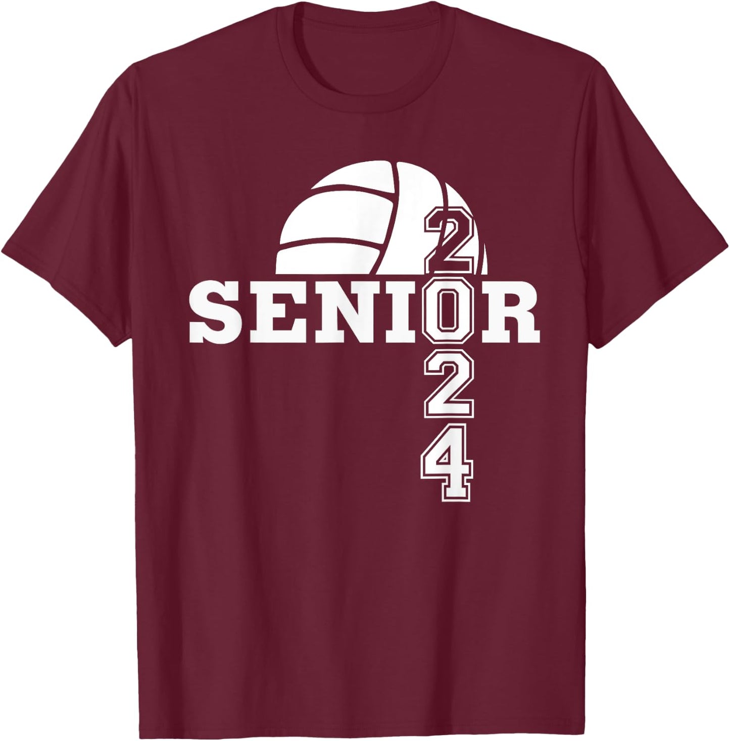 Senior Class of 2024 Volleyball Seniors School Graduation T-Shirt - T-Shirt | Maroon