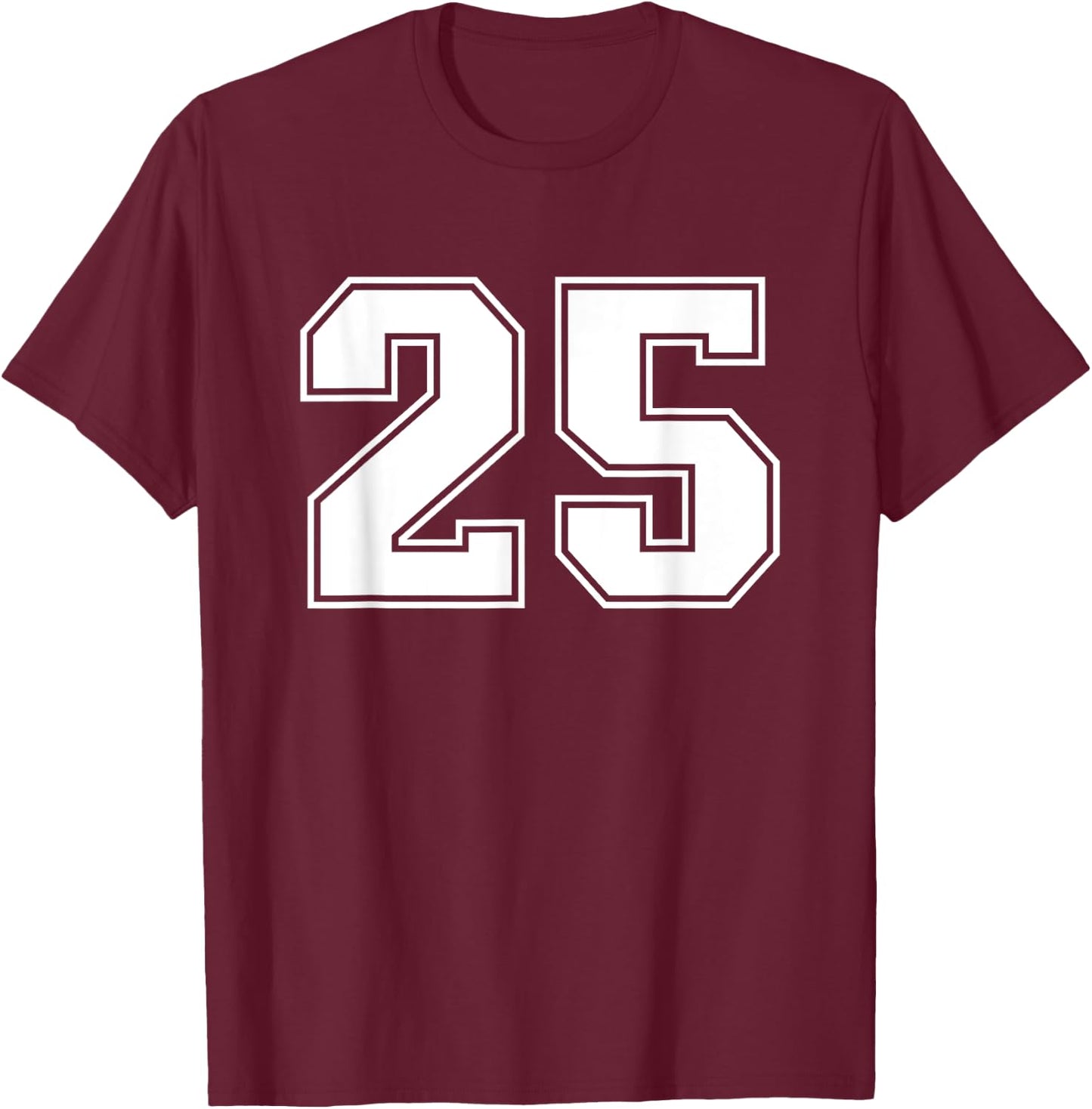Number #25 Sports Jersey Lucky Number T-Shirt - T-Shirt | Maroon