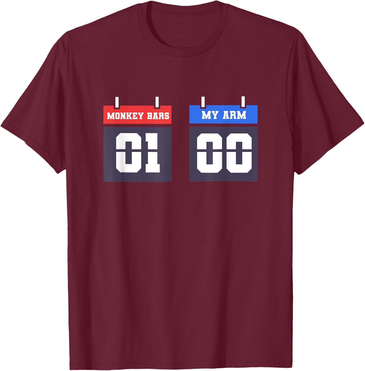 Monkey Bars Funny Broken Arm For Kids T-Shirt - T-Shirt | Maroon
