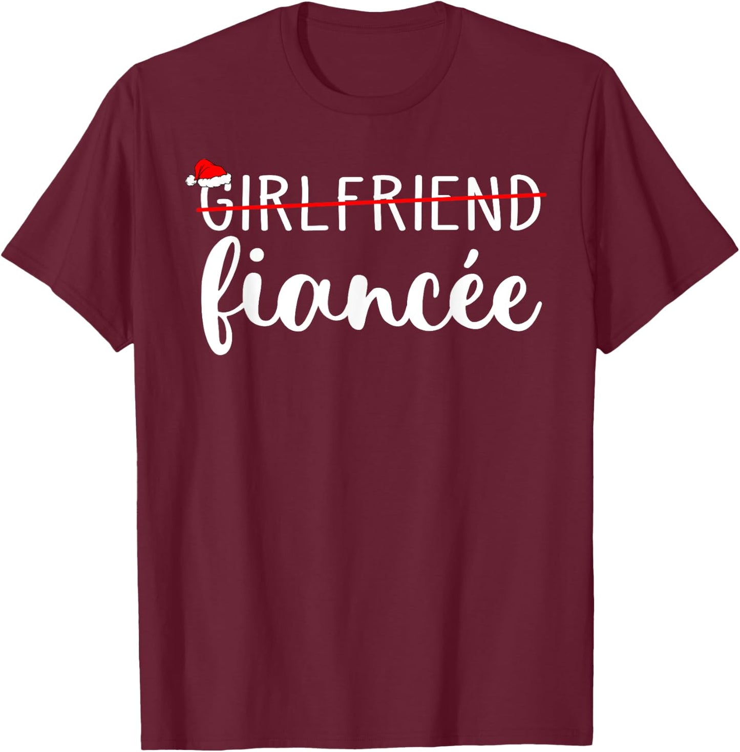 Fiancee Fiance Engaged Couples Matching Christmas Pajama T-Shirt - T-Shirt | Maroon