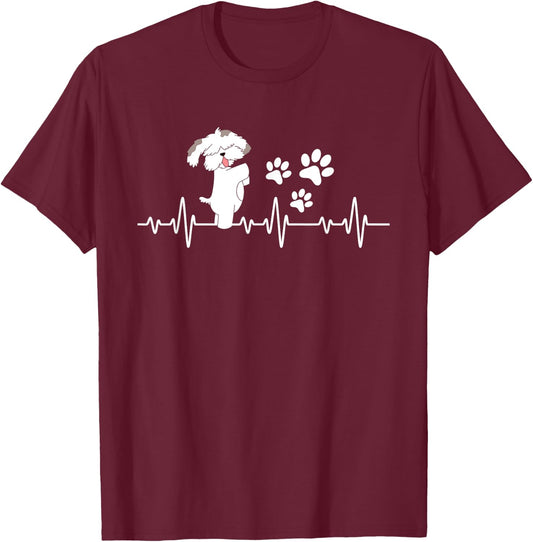 Shih Tzu Heartbeat - Dog Owner Animal Breeder Canine Lover T-Shirt - T-Shirt | Maroon