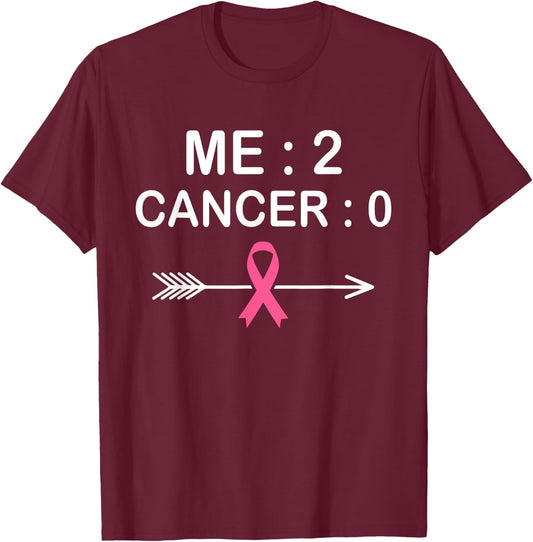 Me 2 Cancer 0 Pink Ribbon Breast Cancer Awareness T-Shirt - T-Shirt | Maroon