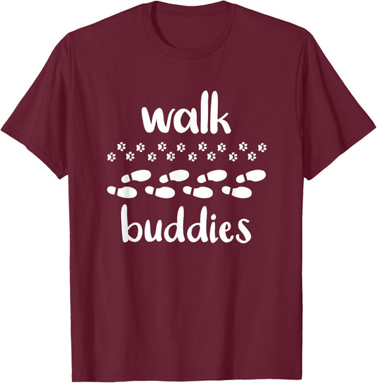 Walk Buddies Dog And Man Shirt T-Shirt - T-Shirt | Maroon