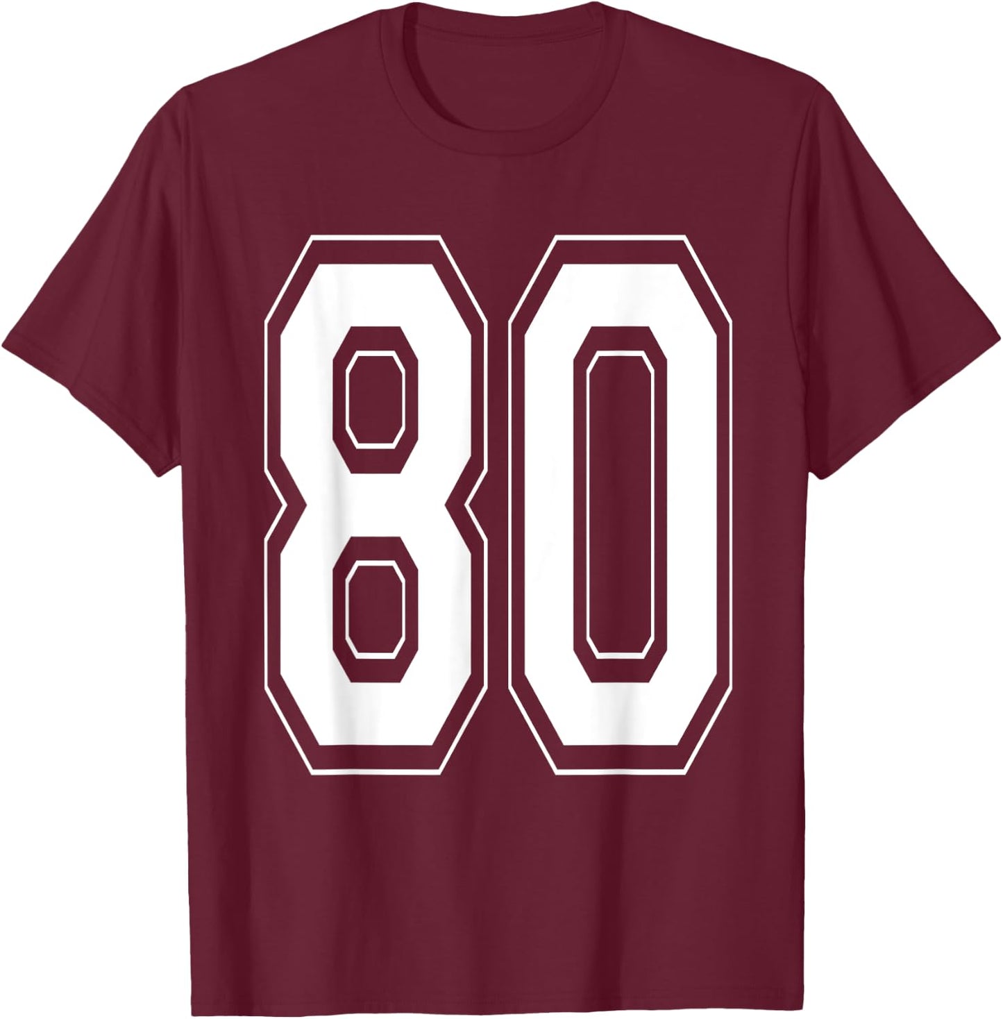 Number 80 Baseball Football Soccer Numbered Jersey T-Shirt - T-Shirt | Maroon