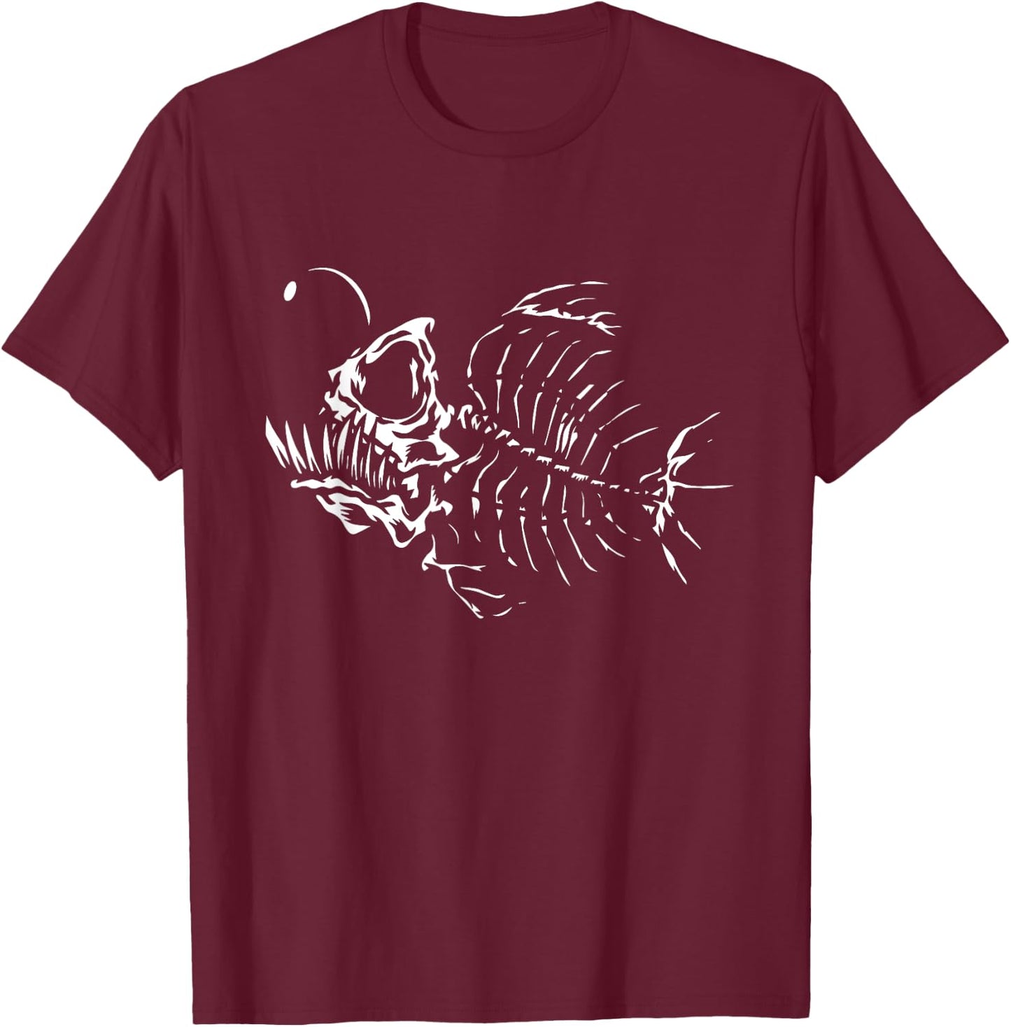 Angle Fish Skeleton Halloween Costume Scary Deep Sea Animal T-Shirt - T-Shirt | Maroon