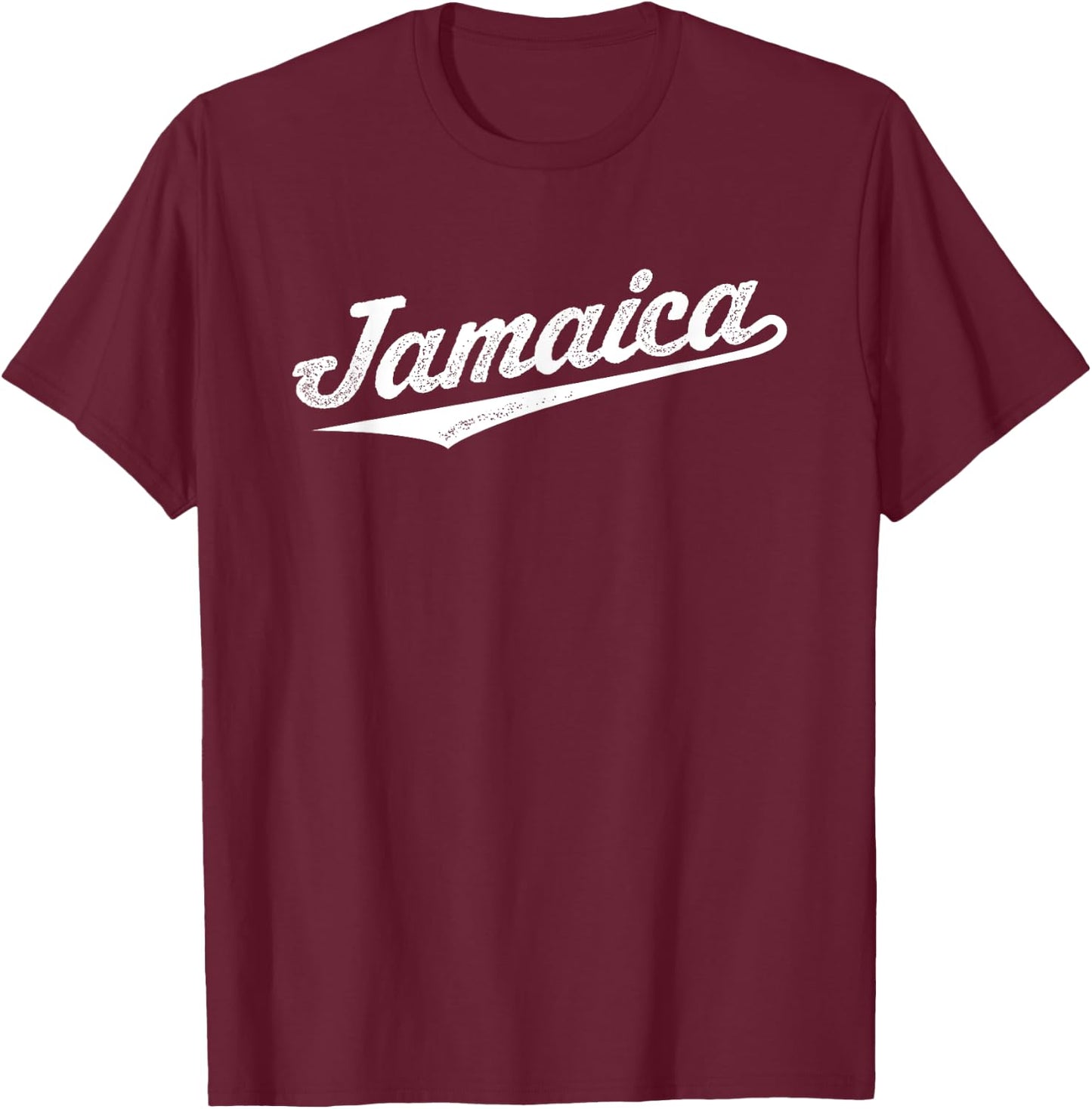 Jamaica Sports Cursive Script Retro Jamaican Souvenir T-Shirt - T-Shirt | Maroon