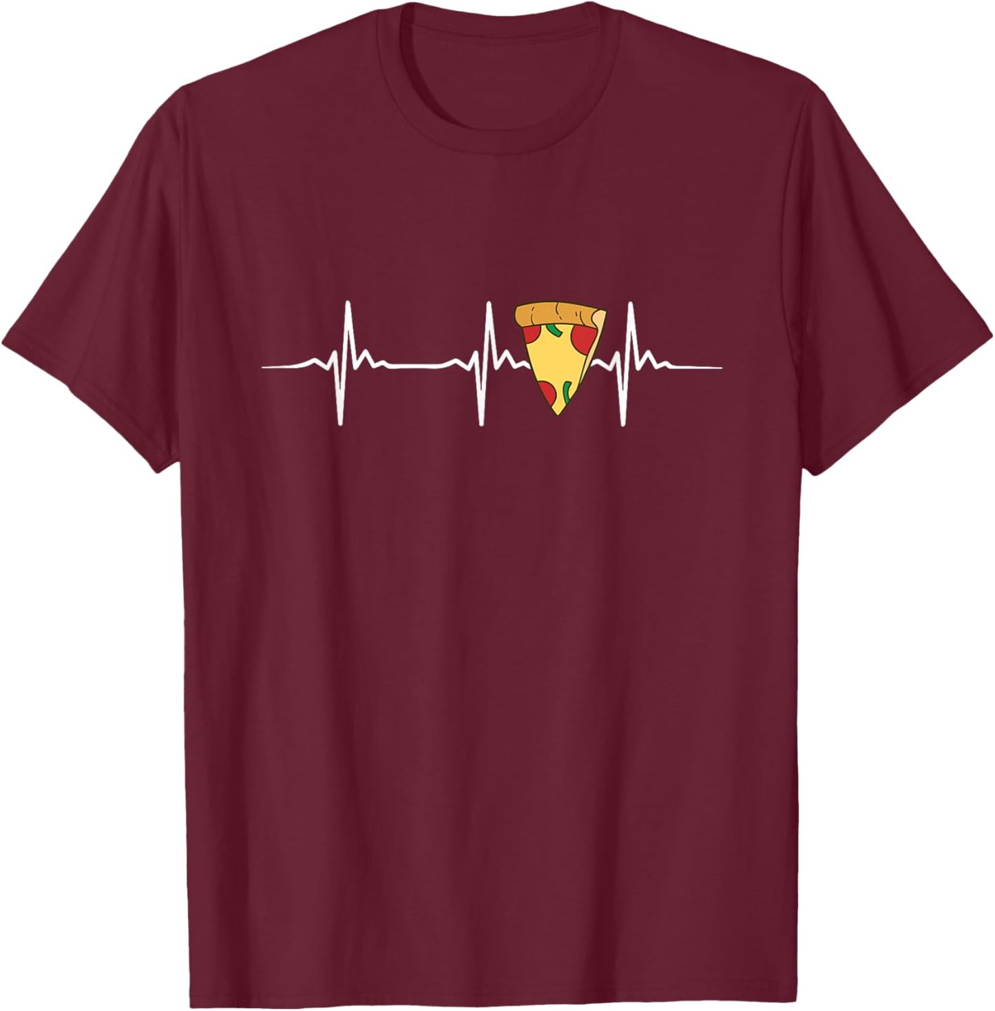 Pizza Heartbeat - Food Lover Foodie Funny Pizza T-Shirt - T-Shirt | Maroon
