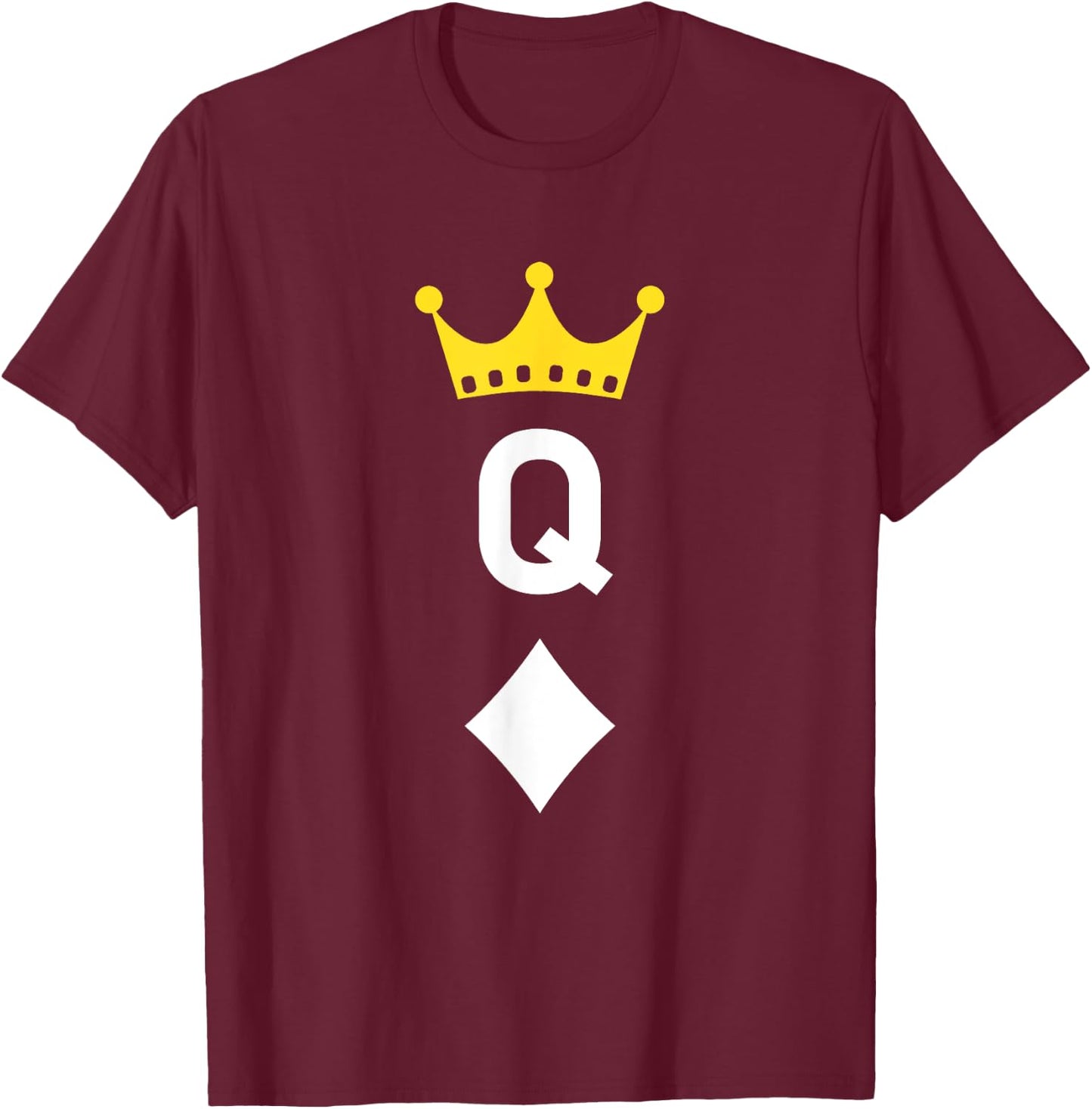 Playing Card Queen of Diamonds T-Shirt - T-Shirt | Maroon