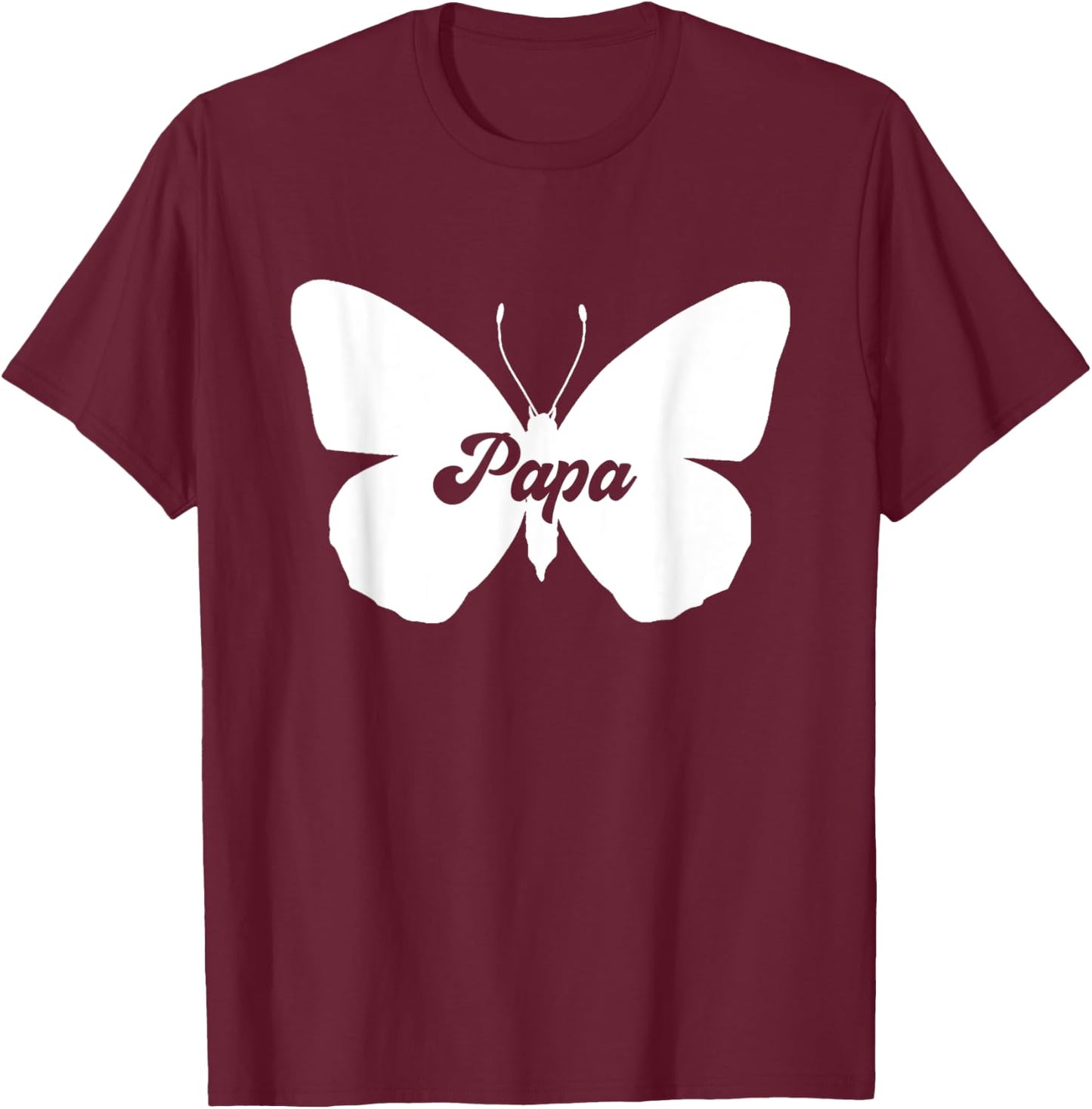 Papa Butterfly Dad Funny Butterfly Family Matching T-Shirt - T-Shirt | Maroon