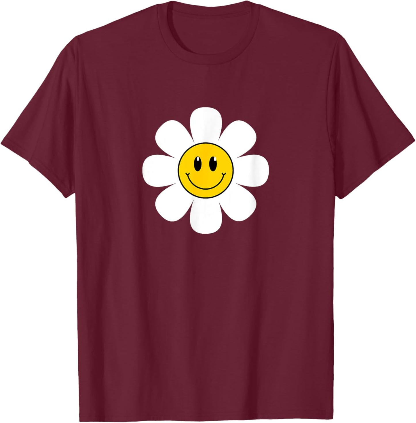 Happy Face Flower T-Shirt - T-Shirt | Maroon