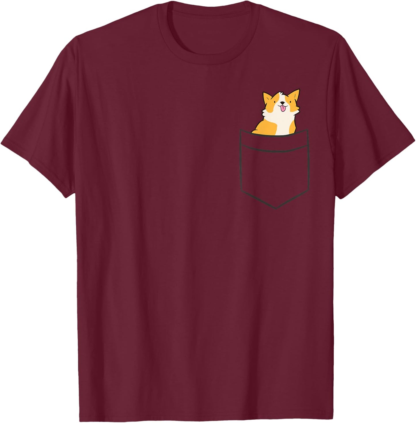 Corgi Dog In Pocket Pembroke Welsh Corgi Women Girls Kids T-Shirt - T-Shirt | Maroon