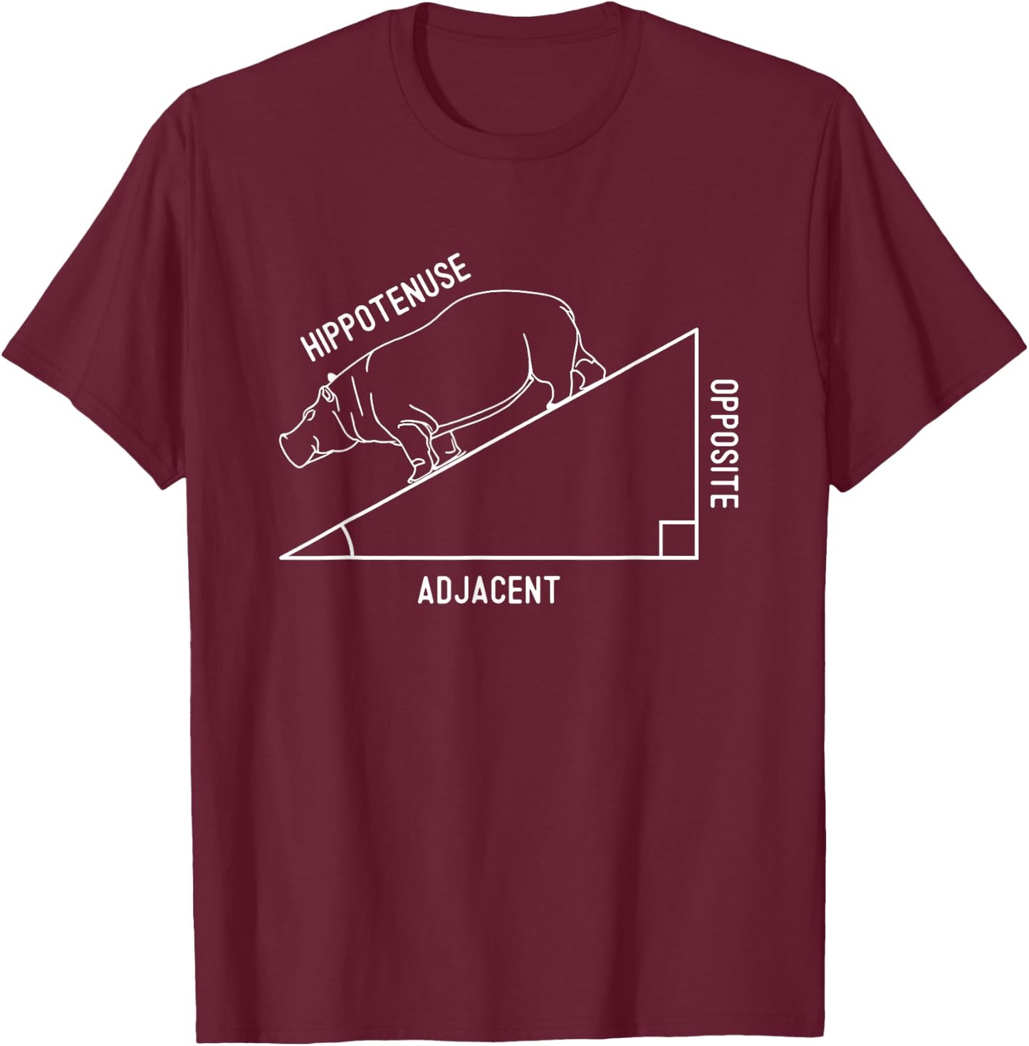 Hippotenuse - Funny Math Humor Hypotenuse Teacher Joke Men Women Girls Kids T-Shirt - T-Shirt | Maroon