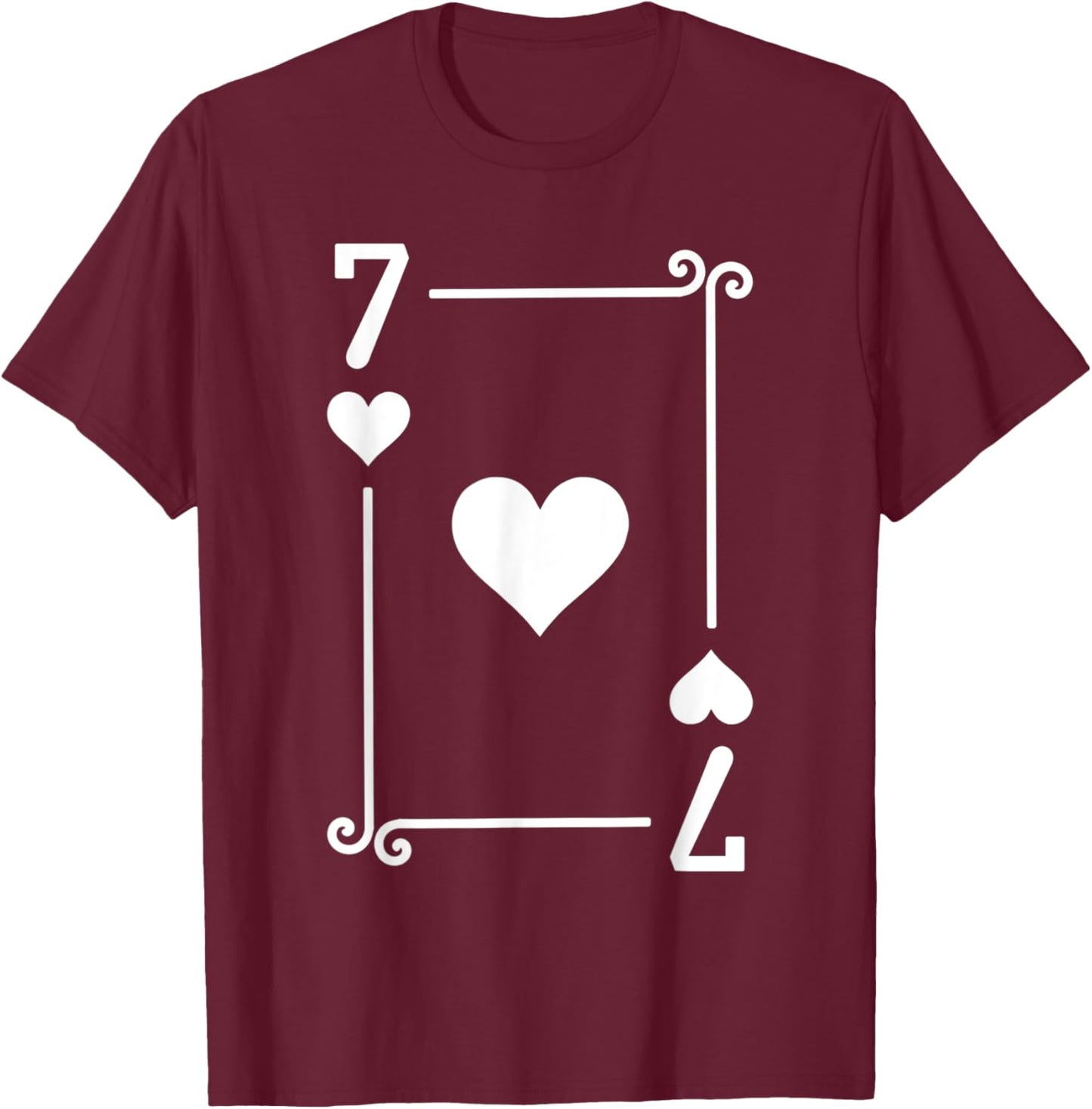 Playing Cards Costume - Seven Card - 7 of Hearts T-Shirt - T-Shirt | Maroon