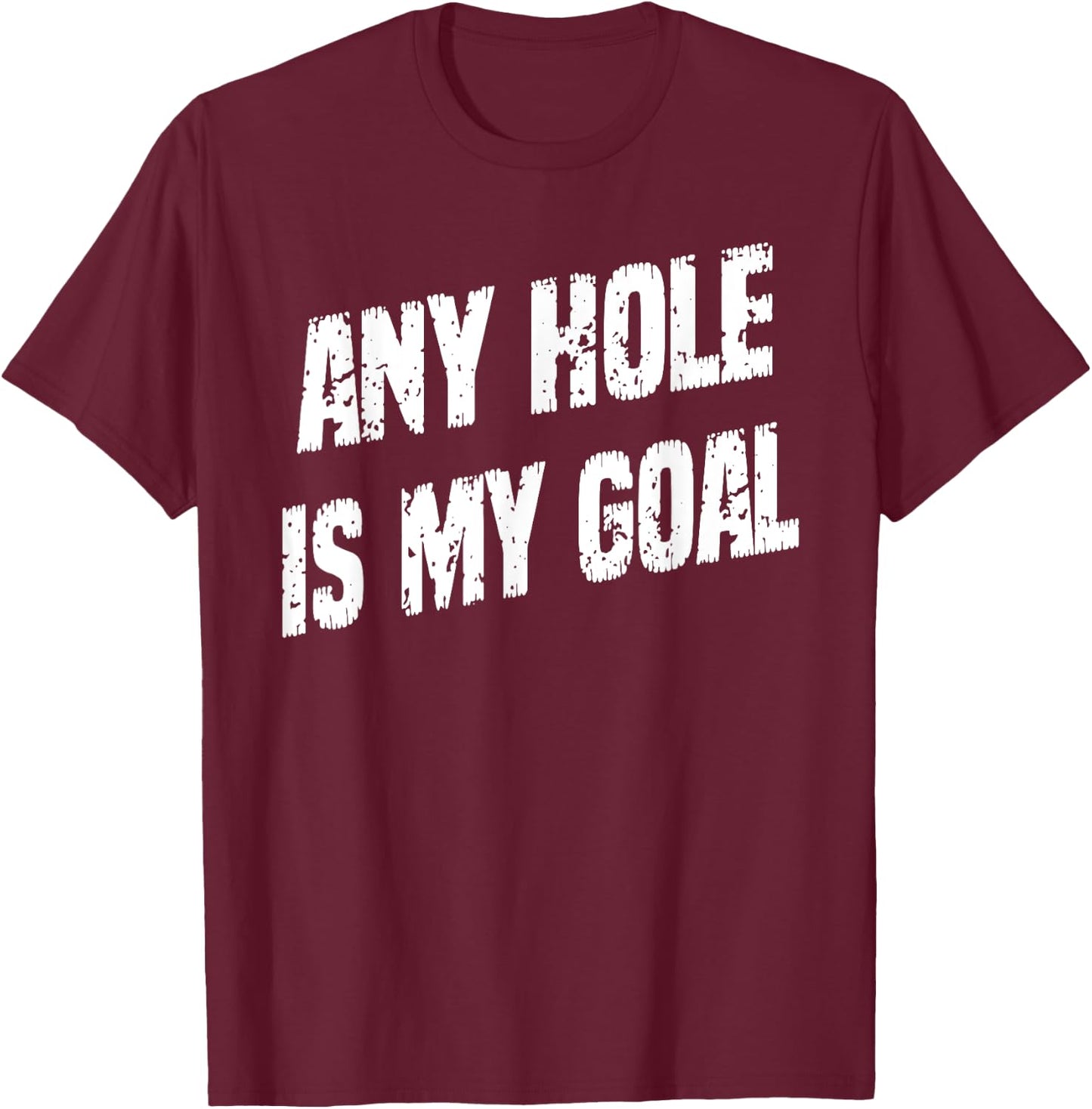 Any Hole Is My Goal Funny Humor Graphic T-Shirt - T-Shirt | Maroon