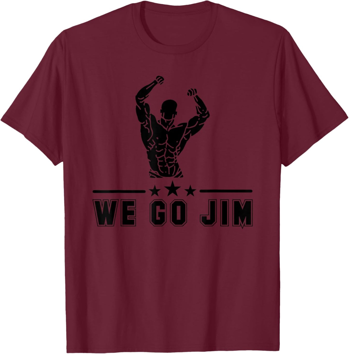 We Go Jim Workout Retro Flexing Gym T-Shirt - T-Shirt | Maroon