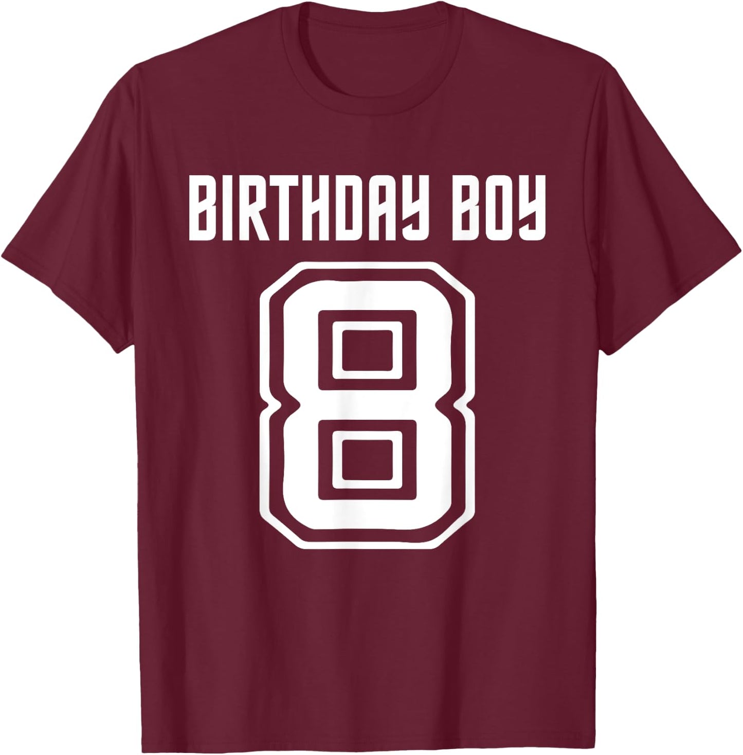 8th Birthday Boy 8 Eight Year Old Soccer Football Style T-Shirt - T-Shirt | Maroon