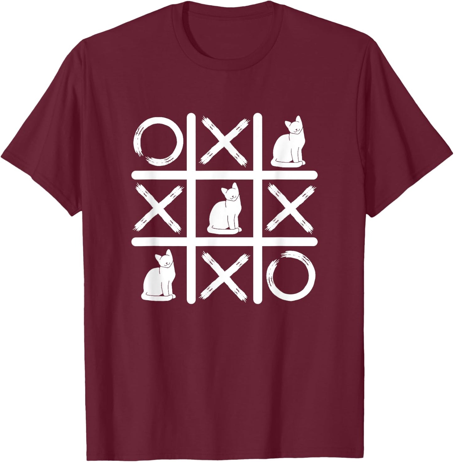 Tic Tac Toe Crosses Cat Kitten Pet Tic Tac Toe Cat T-Shirt - T-Shirt | Maroon