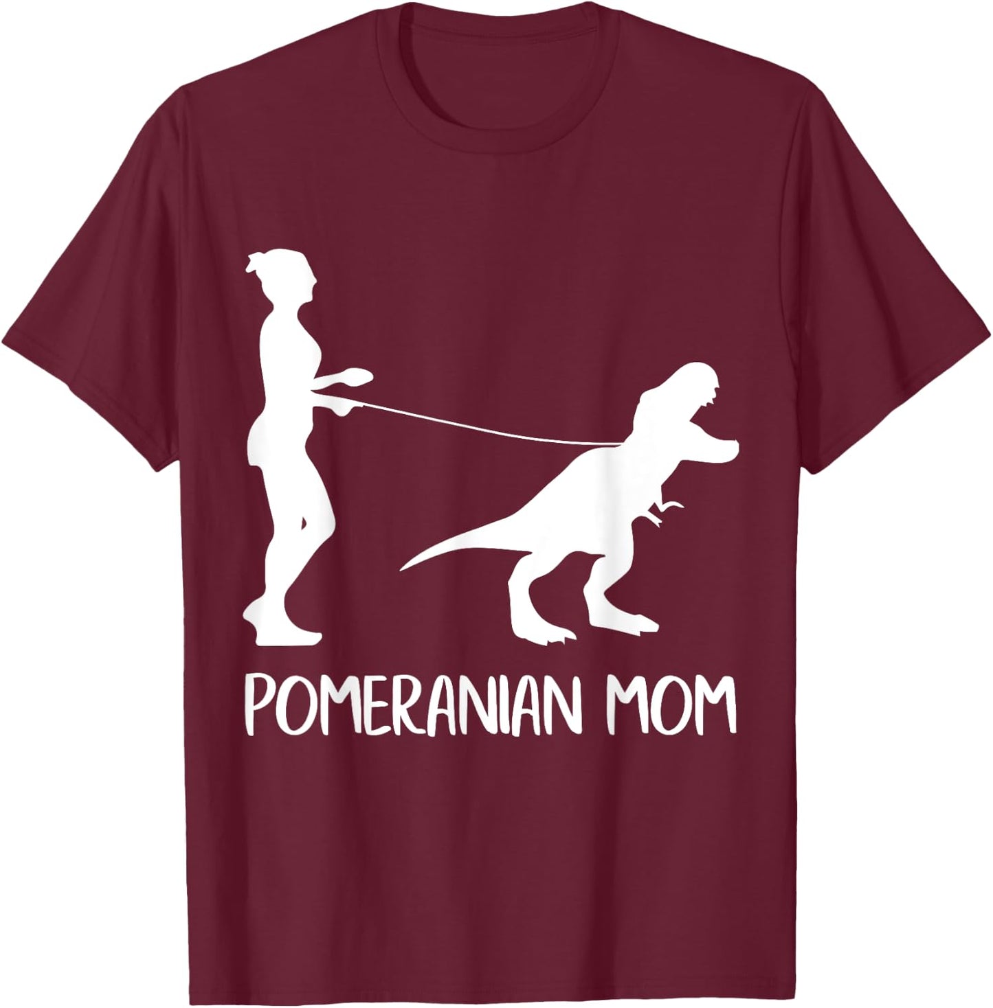 Pomeranian Mom Dog Dinosaur Mothers Day Pomeranian Mama T-Shirt - T-Shirt | Maroon