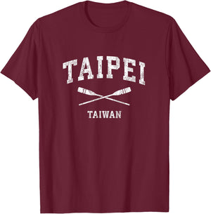 Taipei Taiwan Vintage Nautical Paddles Sports Oars T-Shirt - T-Shirt | Maroon