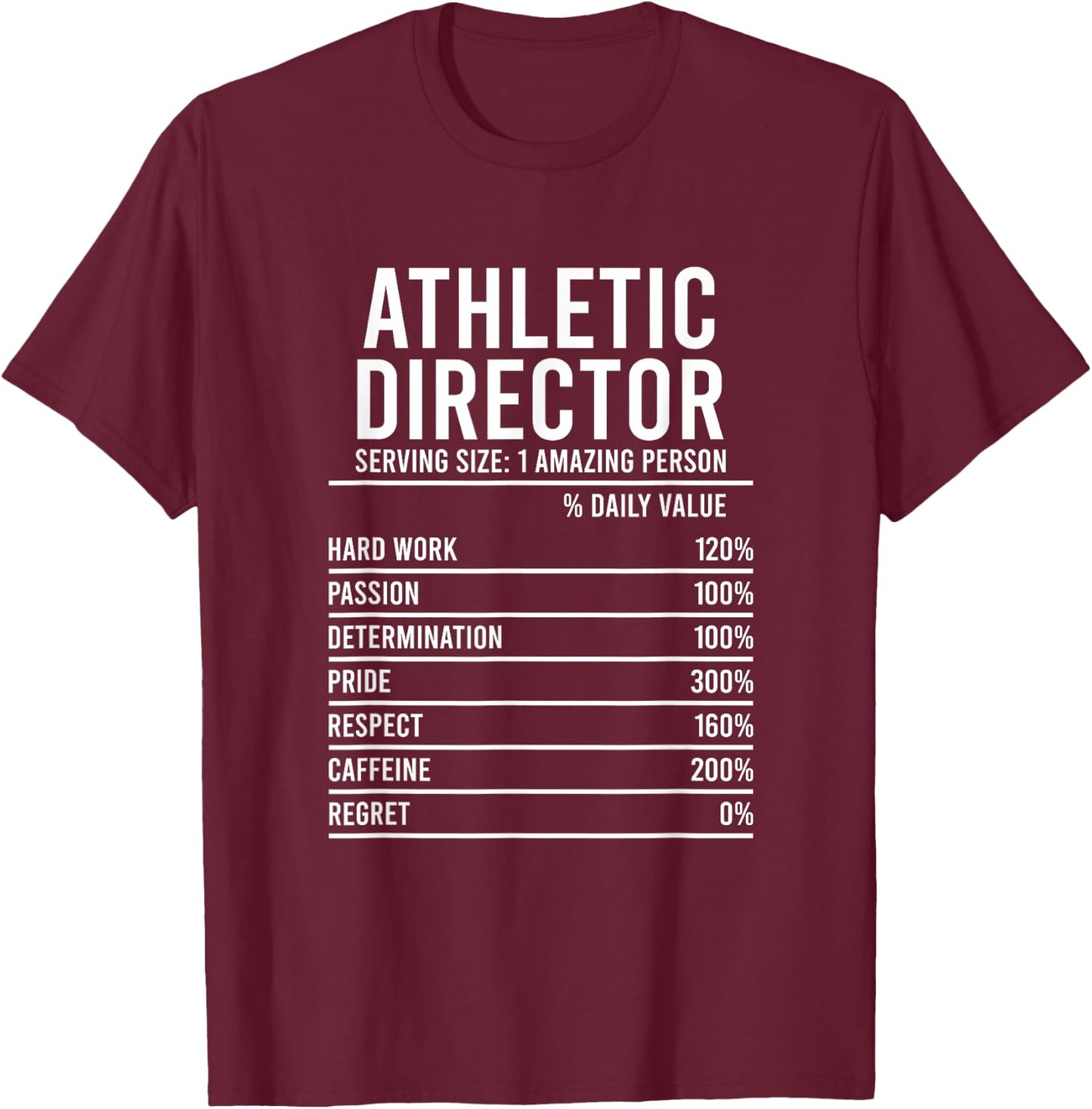 Athletic Director Nutrition Facts Athletic Directors T-Shirt - T-Shirt | Maroon