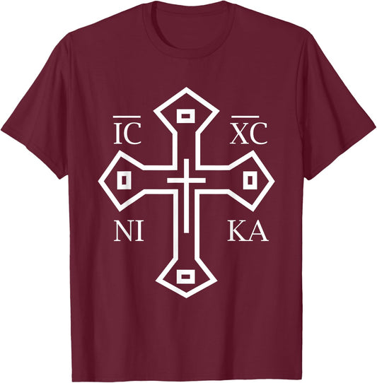 Orthodox Cross Jesus Christ Orthodox Christian T-Shirt - T-Shirt | Maroon
