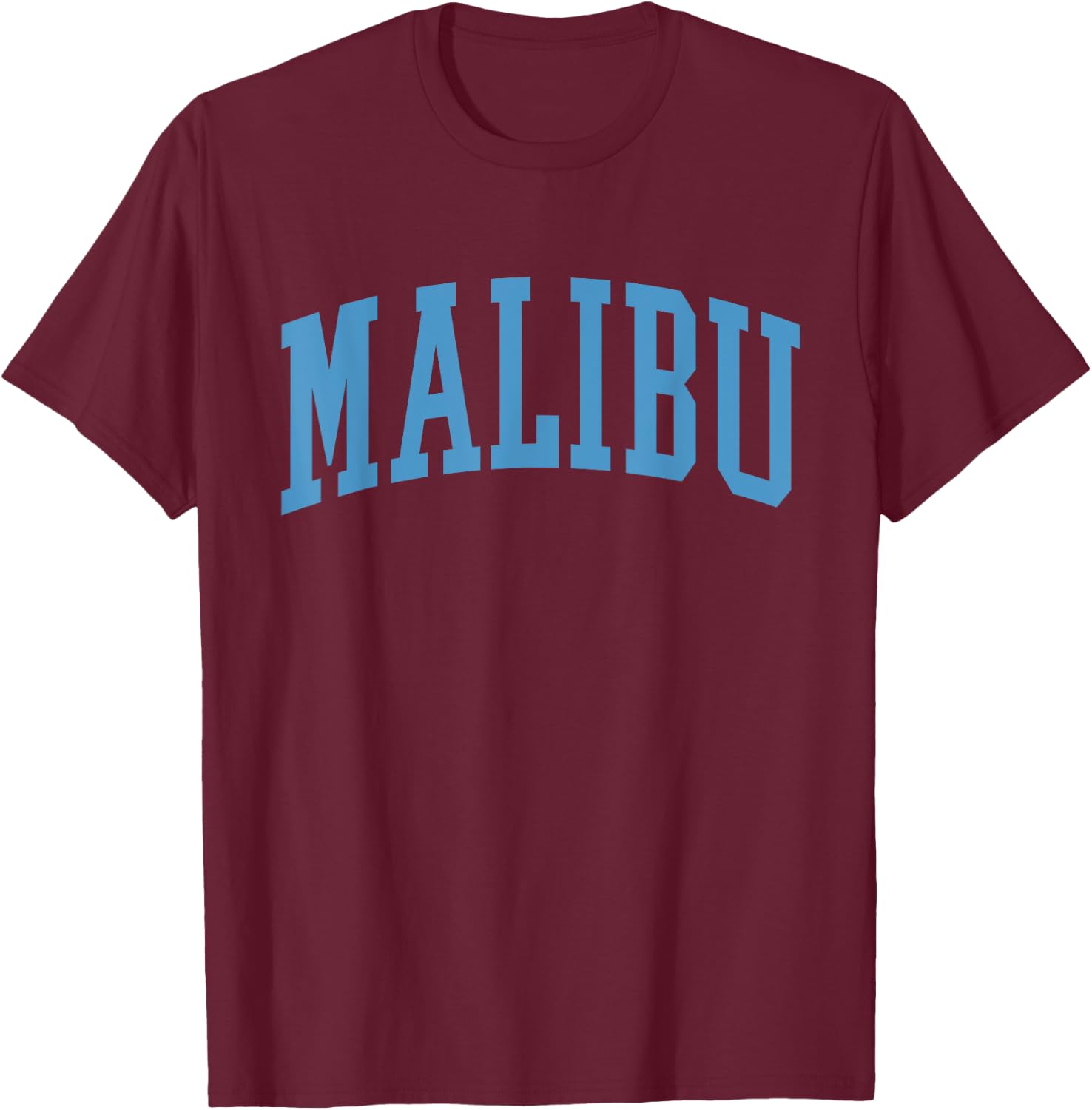 Malibu California Preppy Aesthetic Blue T-Shirt - T-Shirt | Maroon
